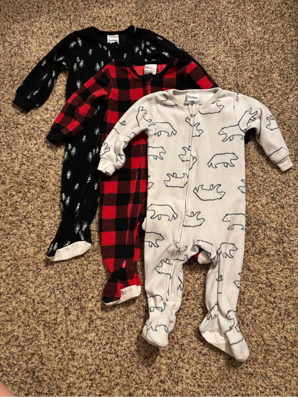 Gerber Baby One-Piece Footed Pajamas - Black, Red, White